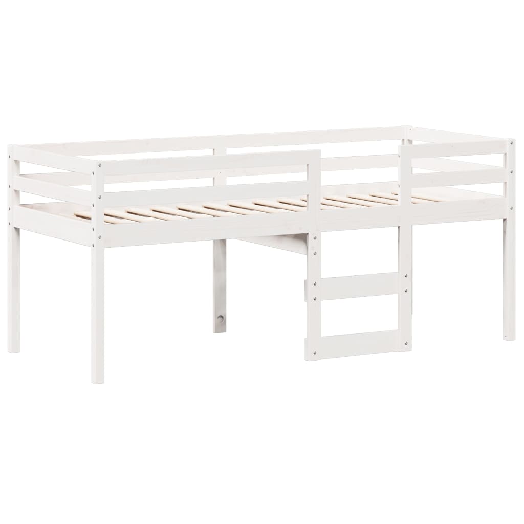 vidaXL Cama alta con techo blanca madera maciza pino blanca 90x200 cm