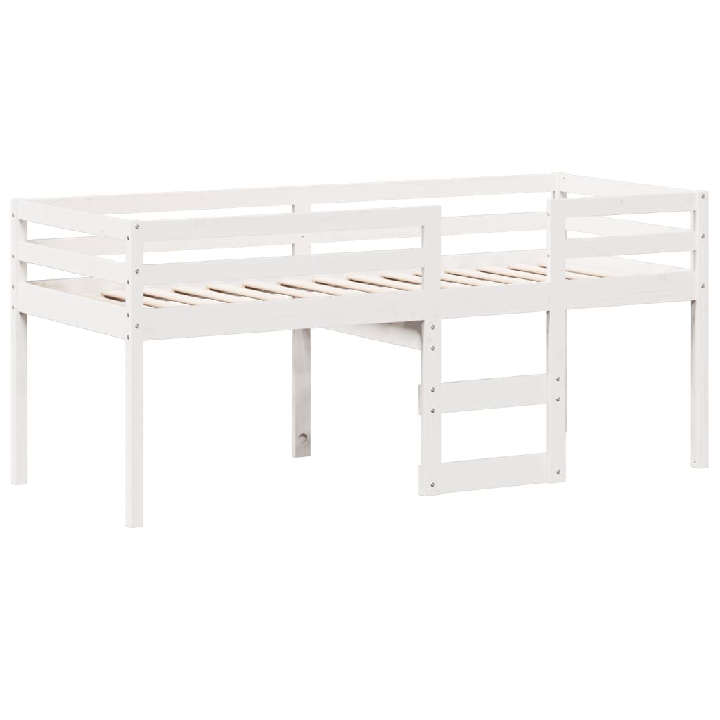 vidaXL Cama alta con techo madera maciza de pino blanca 90x190 cm