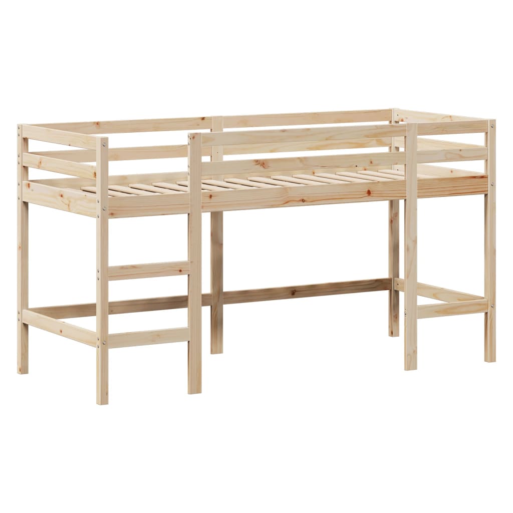 vidaXL Cama alta con escalera y techo madera maciza de pino 80x200 cm