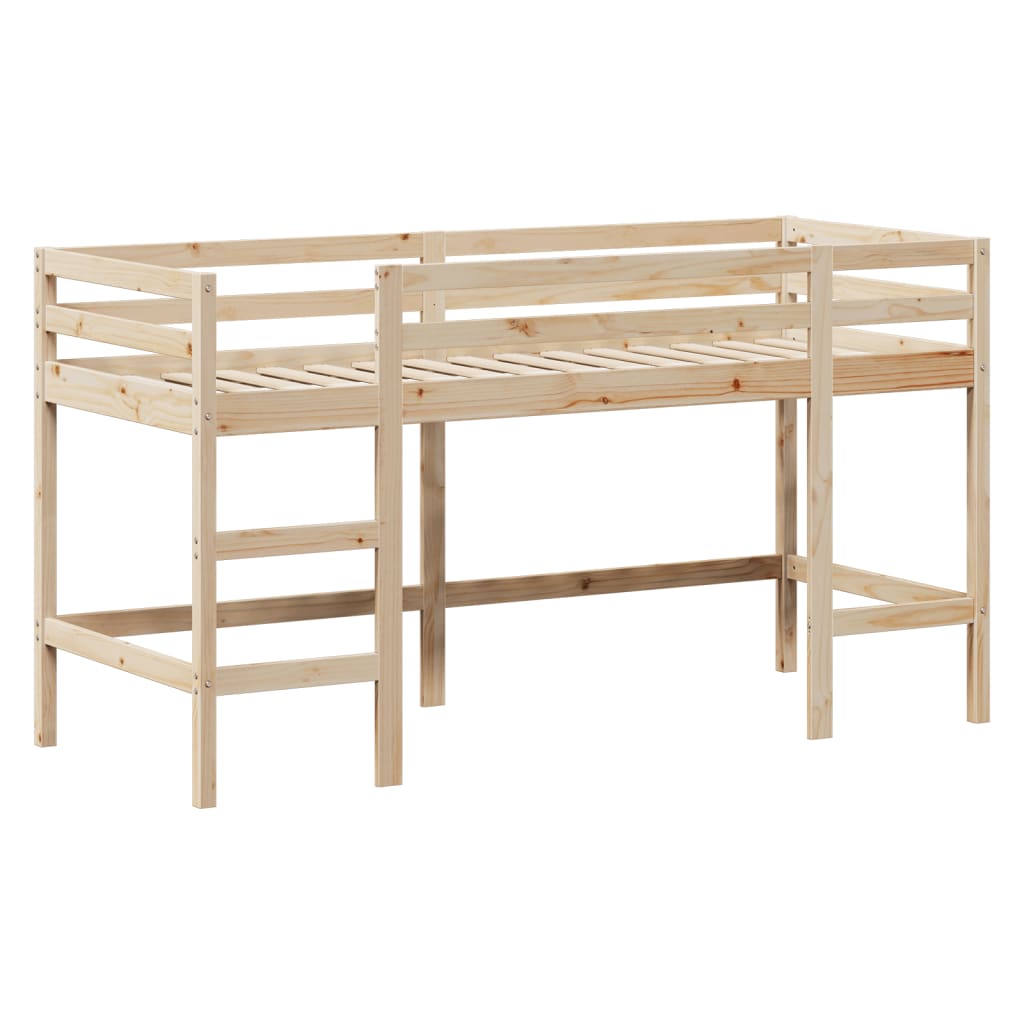 vidaXL Cama alta con escalera y techo madera maciza de pino 90x190 cm