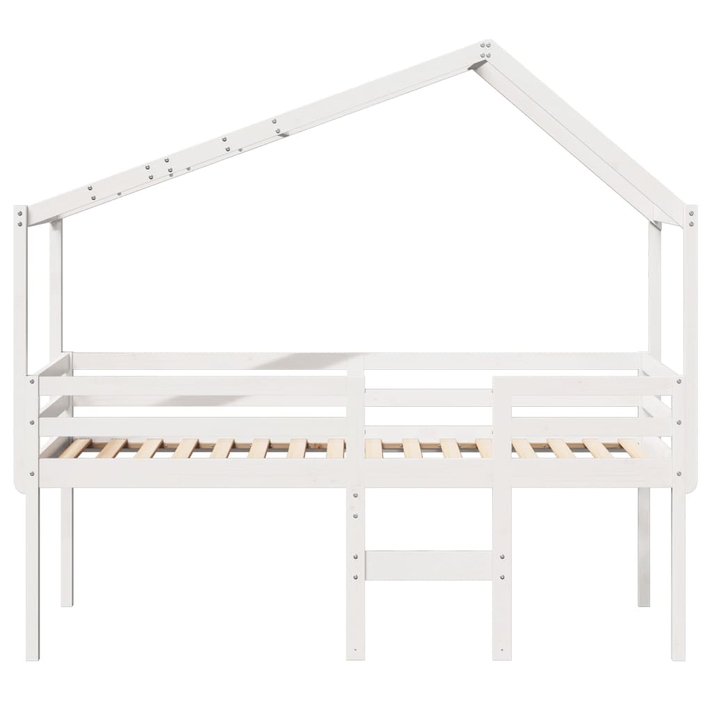 vidaXL Cama alta con techo madera maciza de pino blanca 90x190 cm