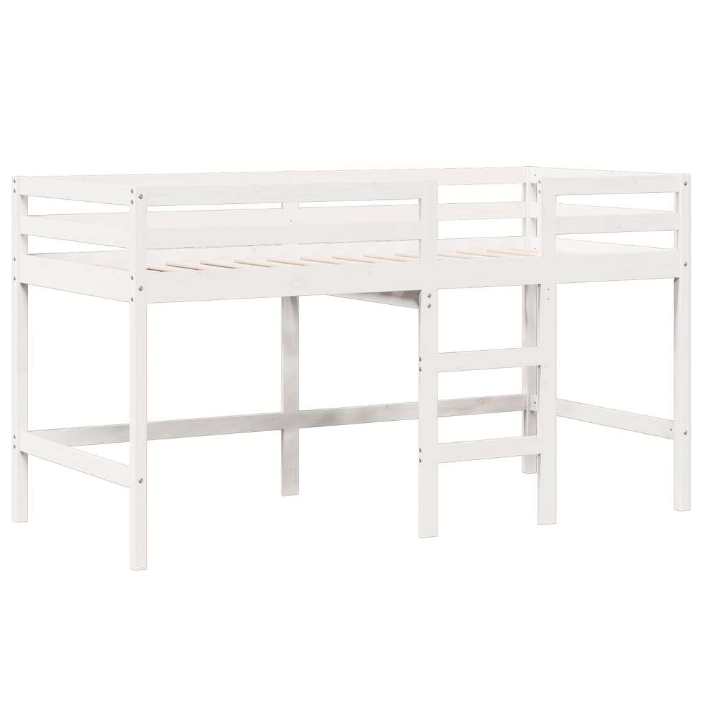 vidaXL Cama alta con techo madera maciza de pino blanca 90x190 cm