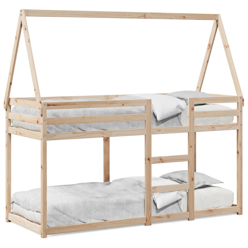 vidaXL Cama litera con techo madera maciza de pino 80x200 cm