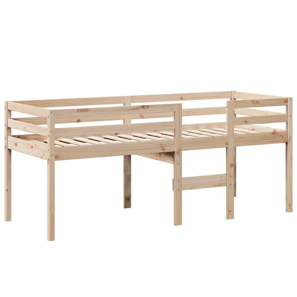 vidaXL Cama alta con techo madera maciza de pino marrón cera 75x190 cm