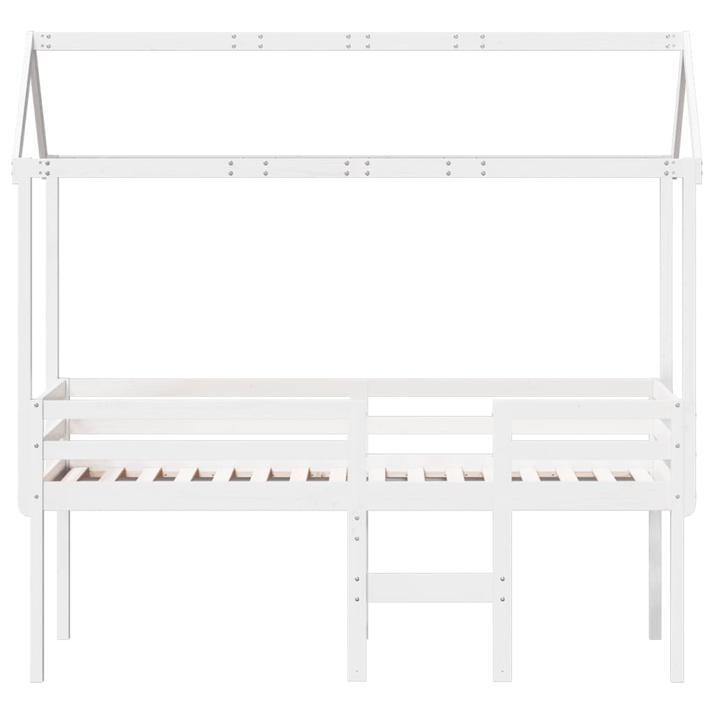 vidaXL Cama alta con techo blanca madera maciza pino blanca 90x200 cm