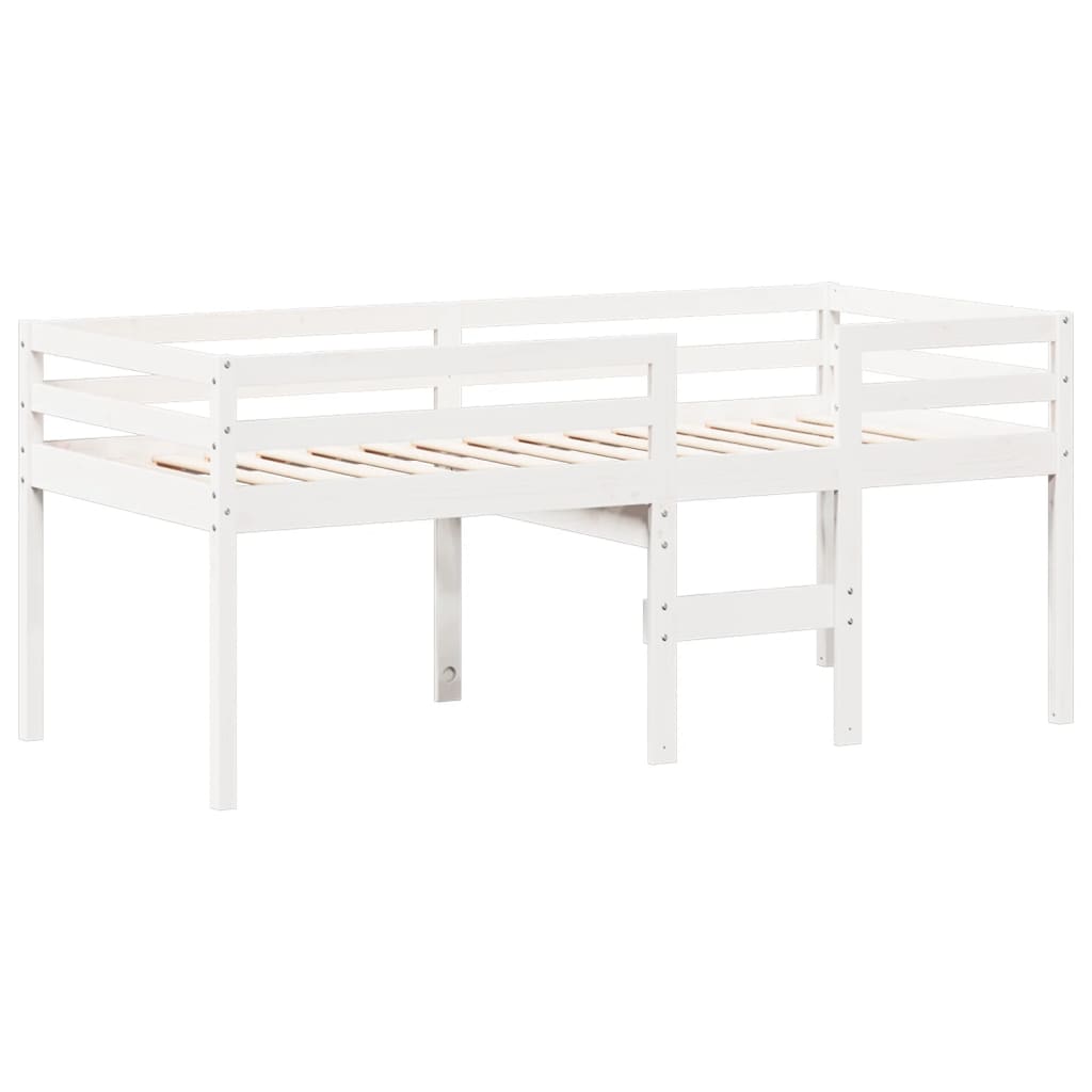 vidaXL Cama alta con techo madera maciza de pino blanco 80x200 cm