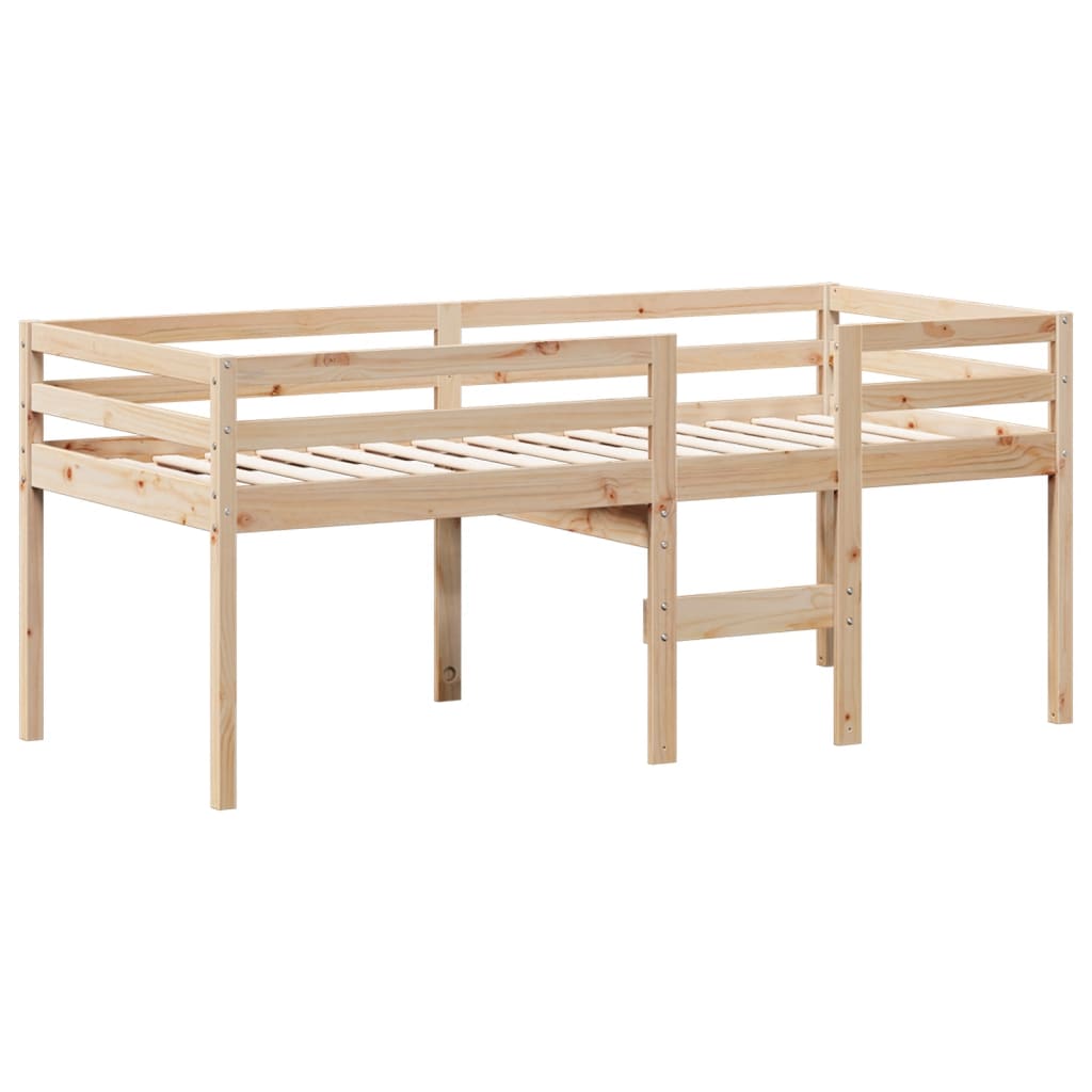 vidaXL Cama alta con techo madera maciza de pino 90x190 cm