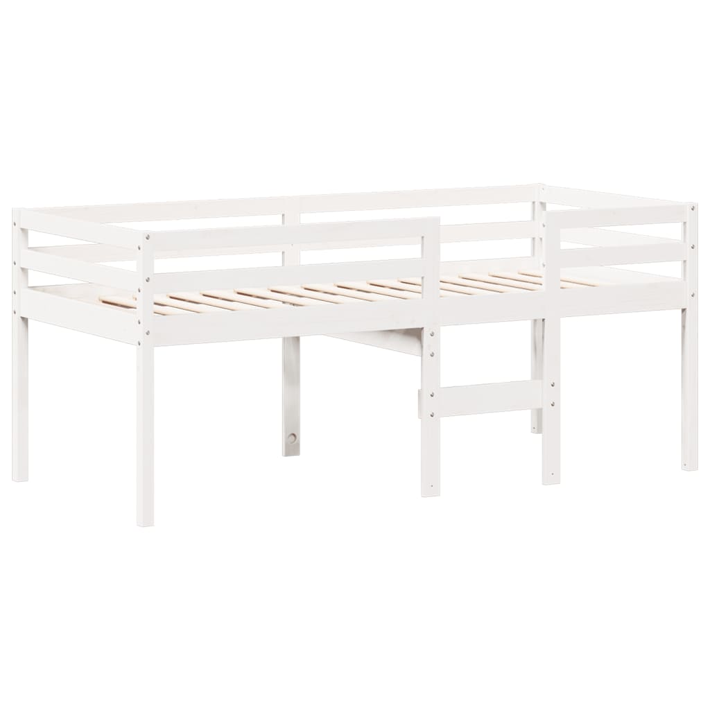 vidaXL Cama alta con techo madera maciza de pino blanca 90x190 cm