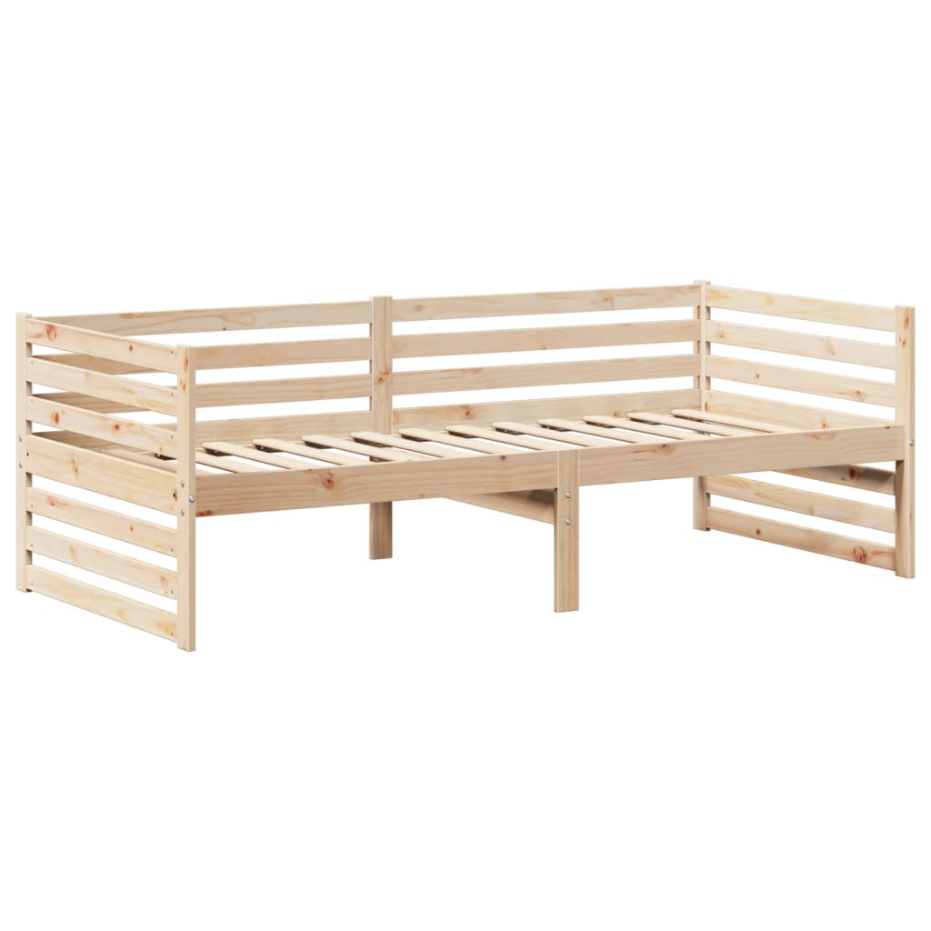 vidaXL Set de sofá cama con banco y techo madera maciza pino 90x200 cm