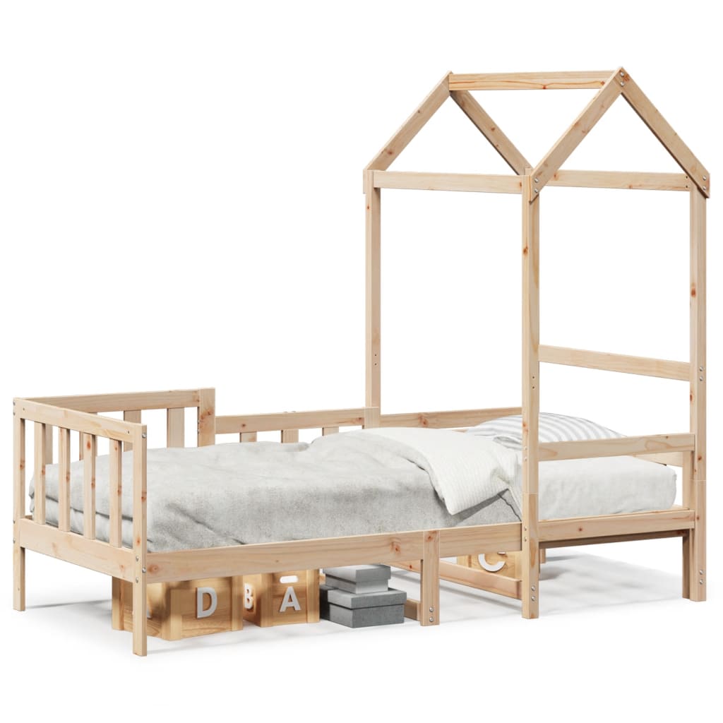 vidaXL Sofá cama con techo madera maciza de pino 90x200 cm