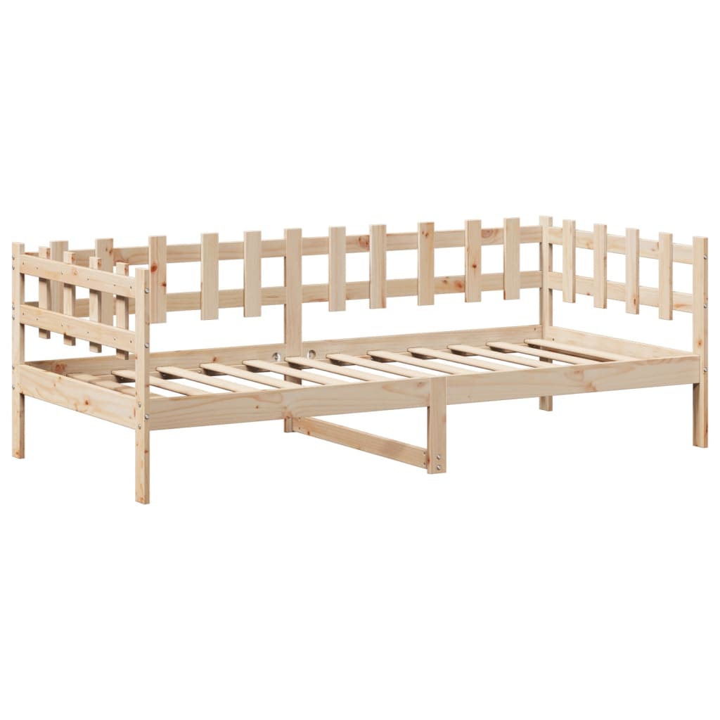 vidaXL Set de sofá cama con banco y techo madera maciza pino 90x200 cm