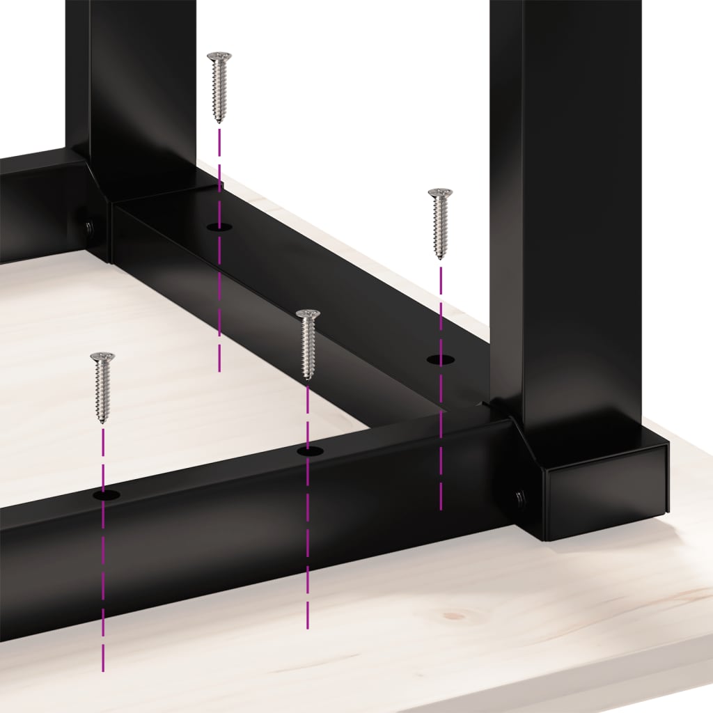 vidaXL Mesa de centro marco O madera maciza pino y acero 70x70x40 cm