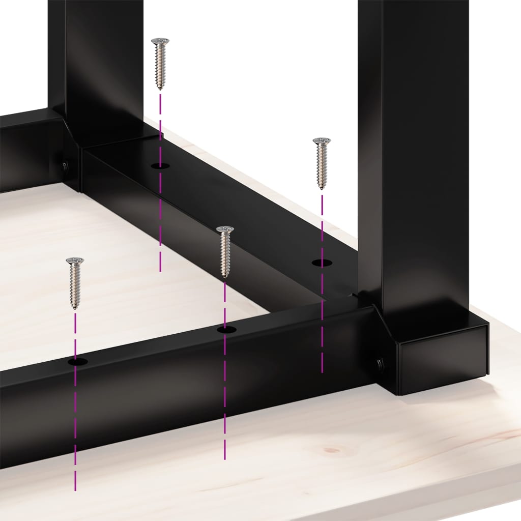 vidaXL Mesa de centro marco O madera maciza pino y acero 90x90x45 cm