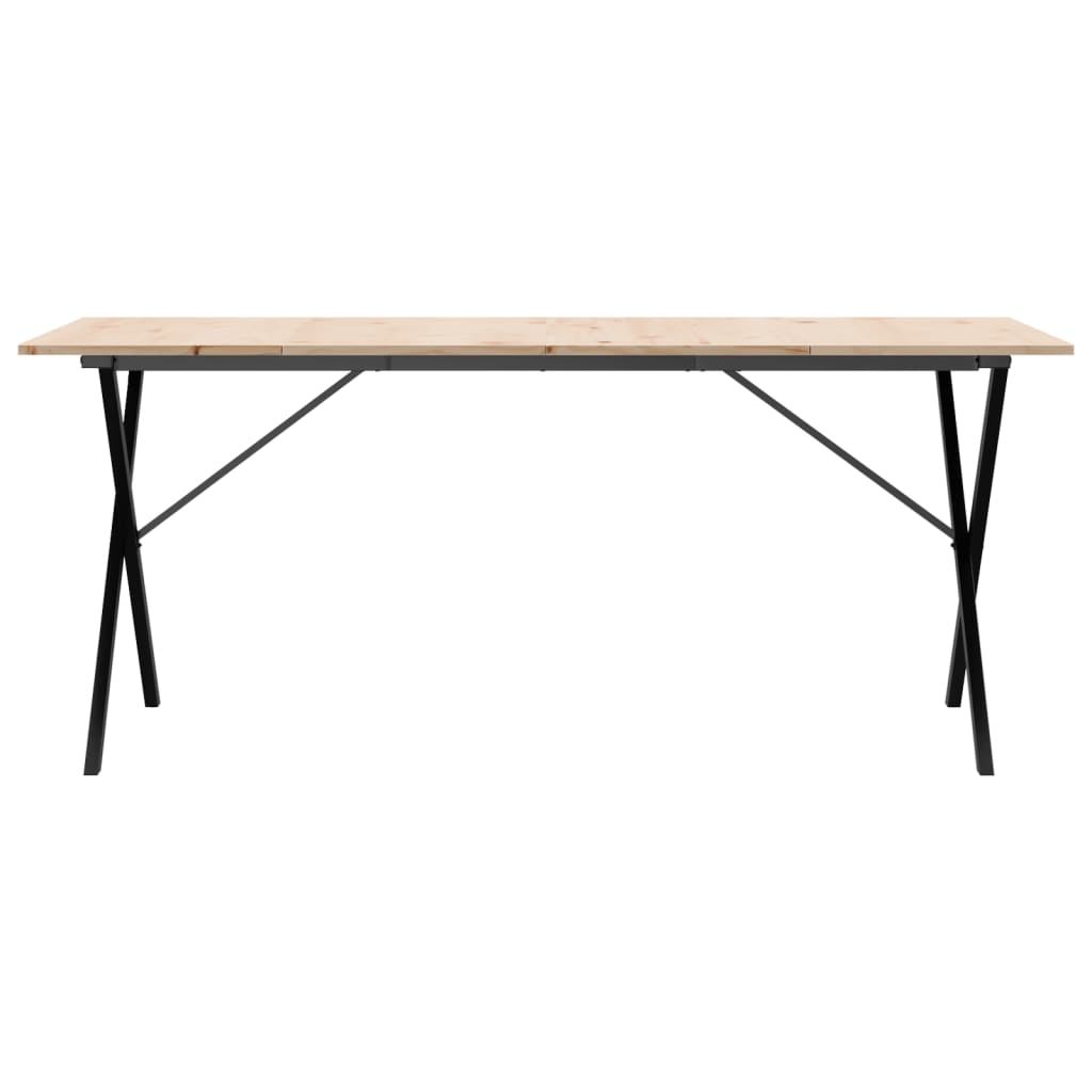 vidaXL Mesa de comedor marco X madera maciza pino y acero 180x90x75cm