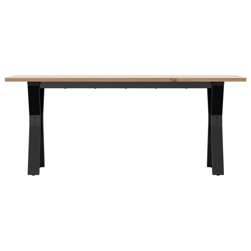 vidaXL Mesa de centro marco Y madera maciza pino y acero 110x40x45 cm