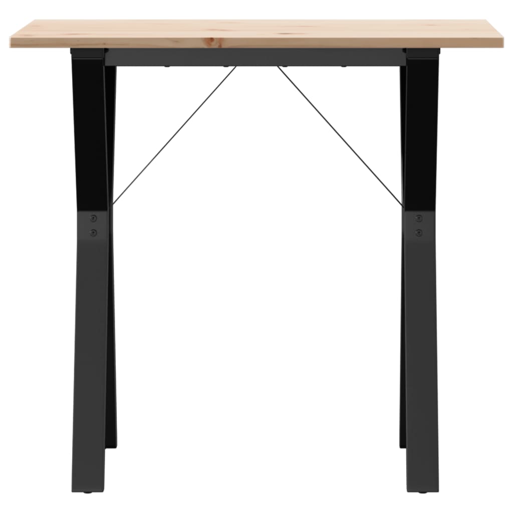 vidaXL Mesa de comedor marco Y madera maciza pino y acero 80x50x75 cm