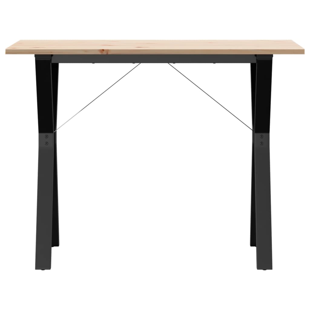 vidaXL Mesa de comedor marco Y madera maciza pino y acero 100x50x75cm