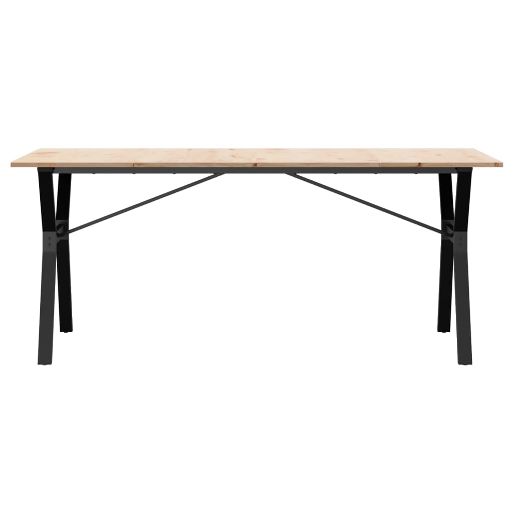 vidaXL Mesa de comedor marco Y madera maciza pino y acero 180x90x75cm