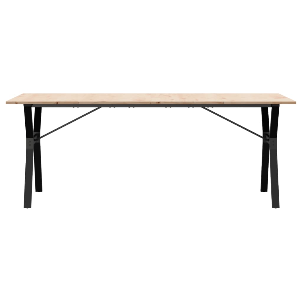 vidaXL Mesa de comedor marco Y madera maciza pino y acero 200x100x75cm