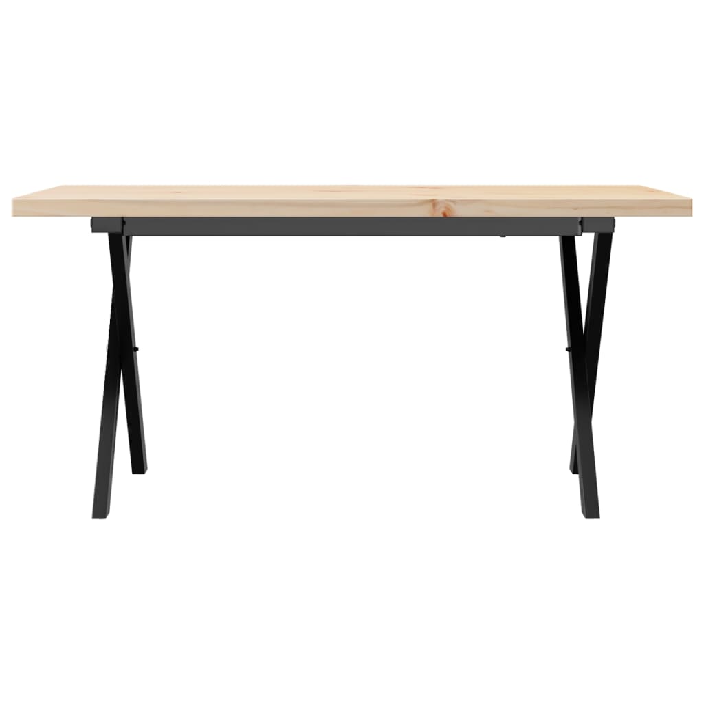 vidaXL Mesa de centro marco X madera maciza pino y acero 90x40x45,5 cm