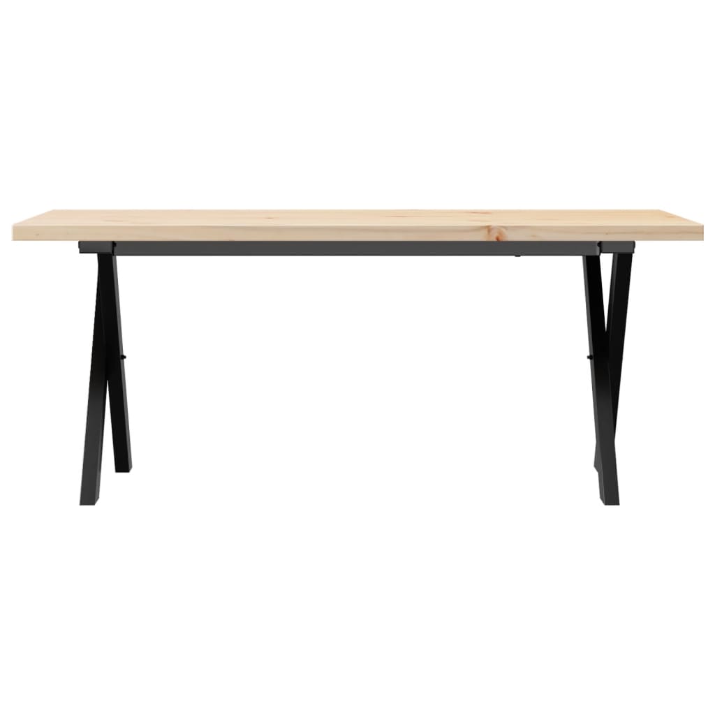 vidaXL Mesa de centro marco X madera maciza pino y acero 110x40x45,5cm