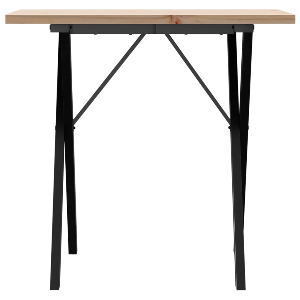 vidaXL Mesa de comedor marco X madera maciza pino y acero 80x50x75,5cm