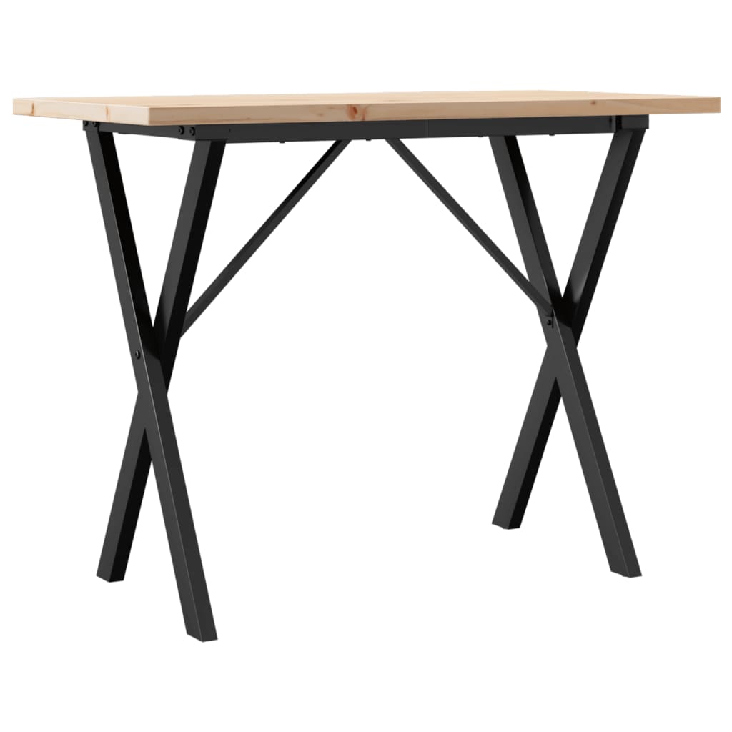 vidaXL Mesa de comedor marco X madera maciza pino acero 100x50x75,5 cm