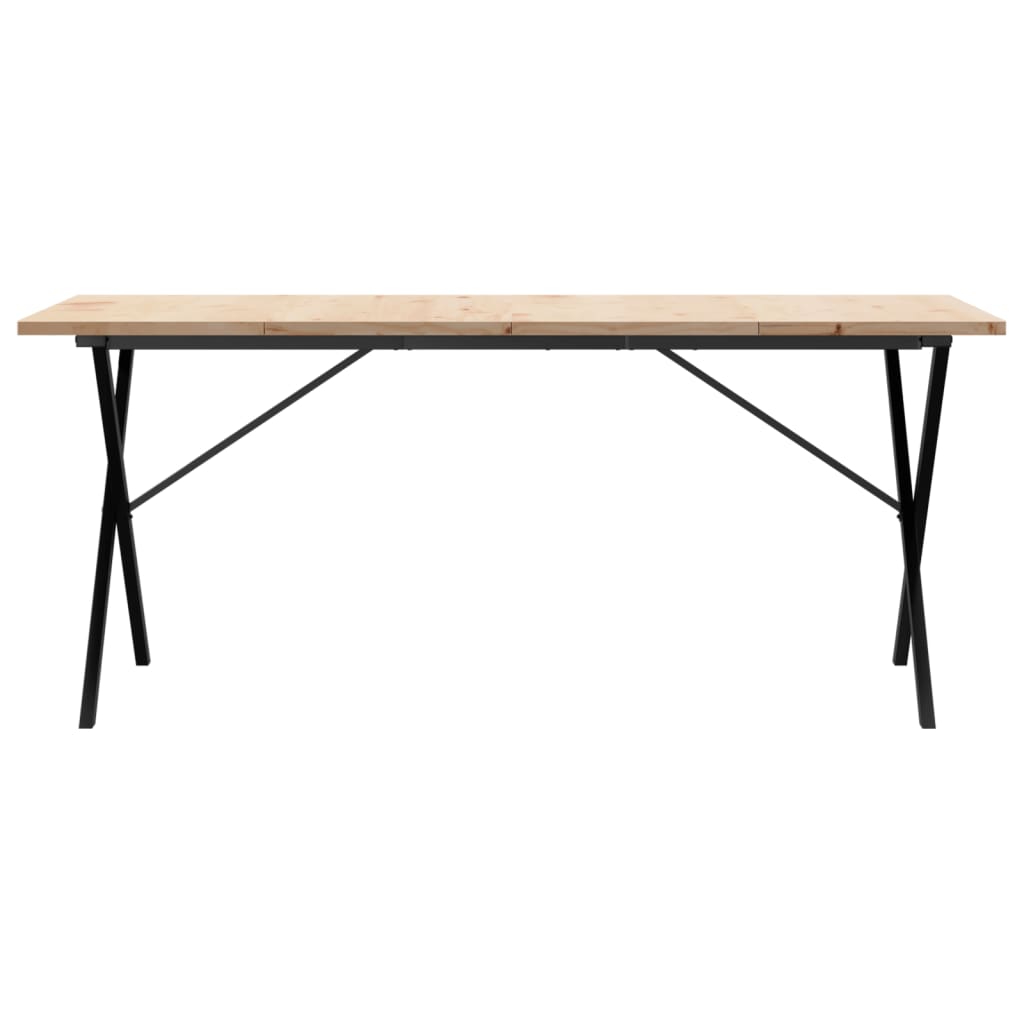 vidaXL Mesa de comedor marco X madera maciza pino acero 180x90x75,5 cm