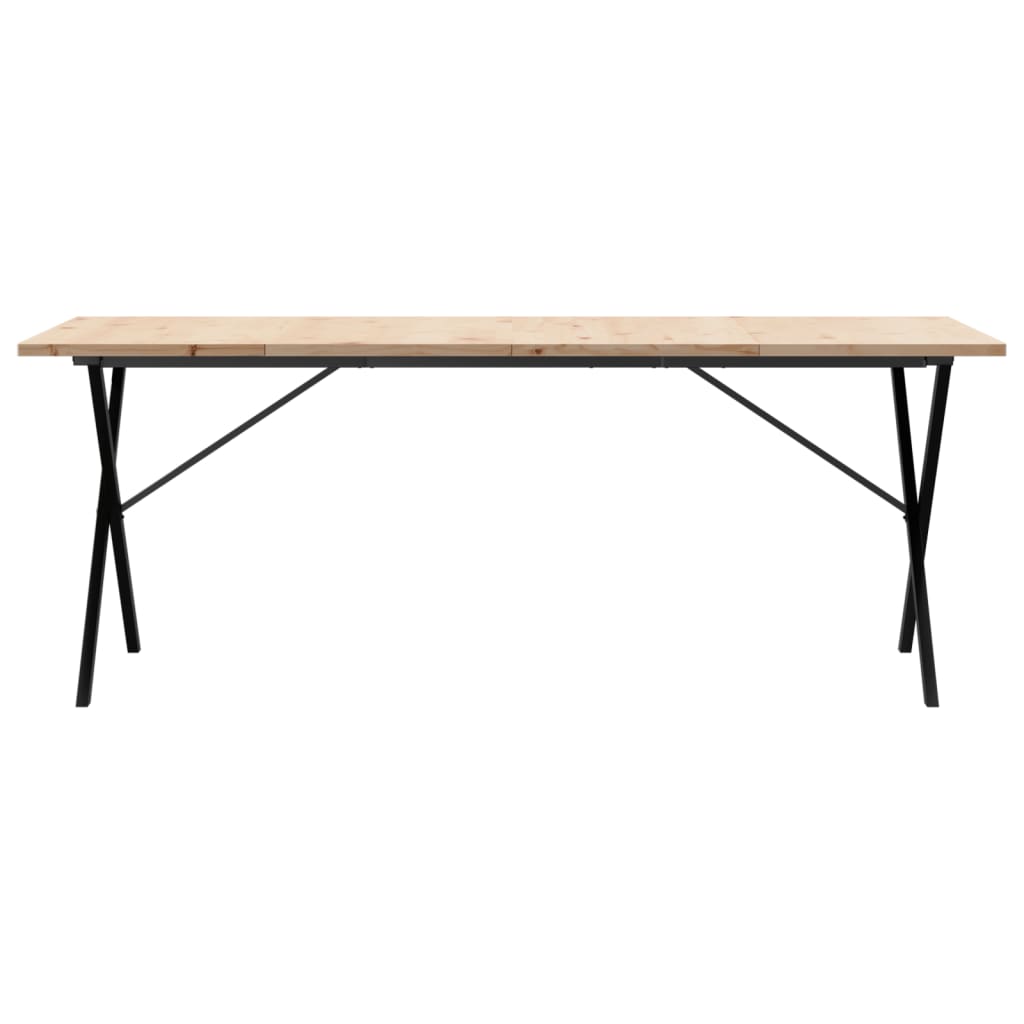 vidaXL Mesa de comedor marco X madera maciza pino acero 200x100x75,5cm