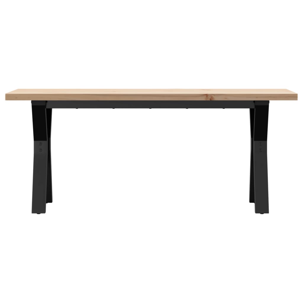 vidaXL Mesa de centro marco Y madera maciza pino y acero 110x40x45,5cm