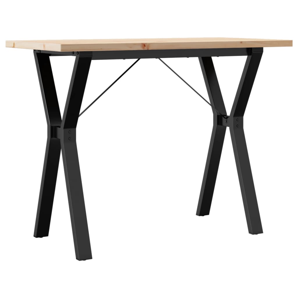 vidaXL Mesa de comedor marco Y madera maciza pino acero 100x50x75,5 cm