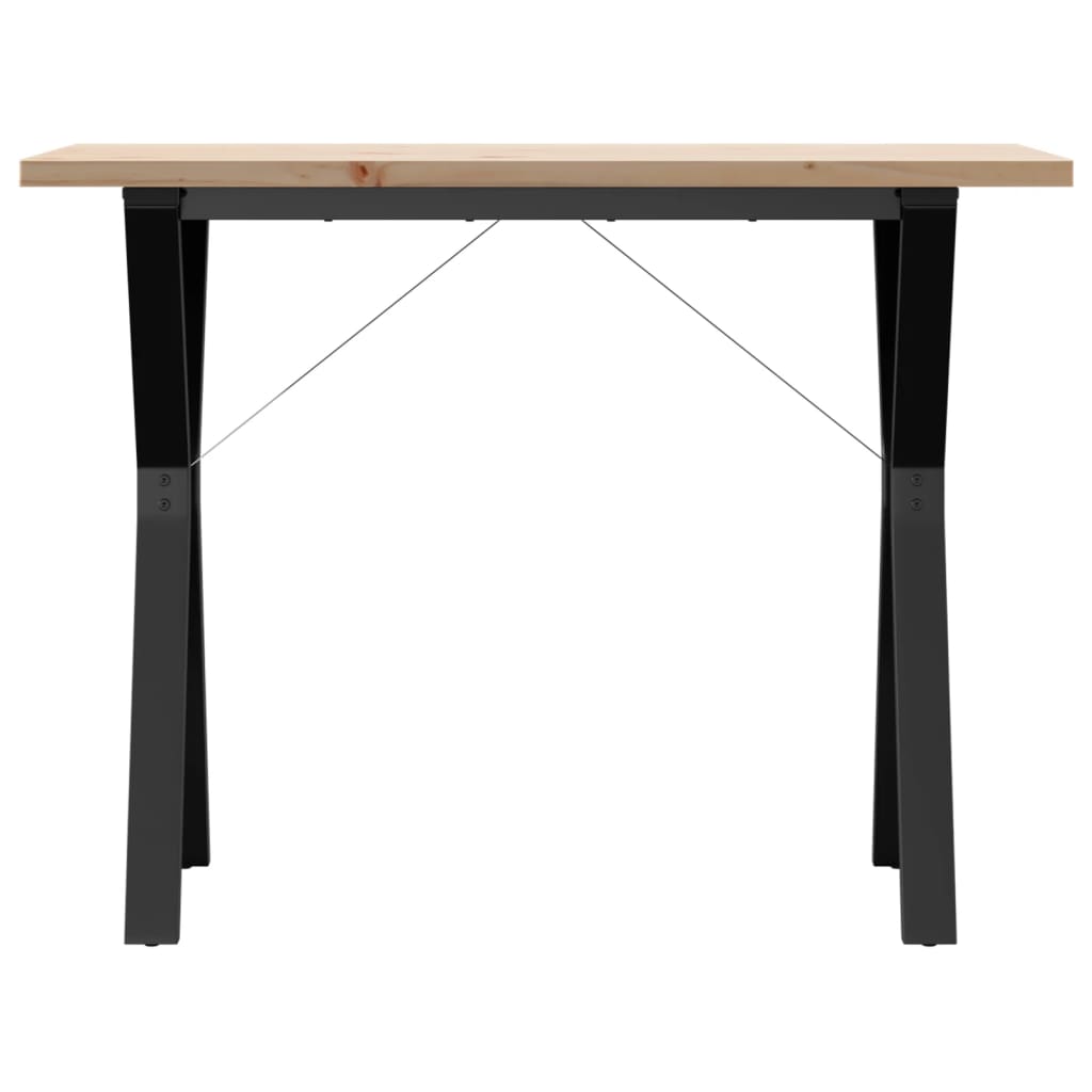 vidaXL Mesa de comedor marco Y madera maciza pino acero 100x50x75,5 cm