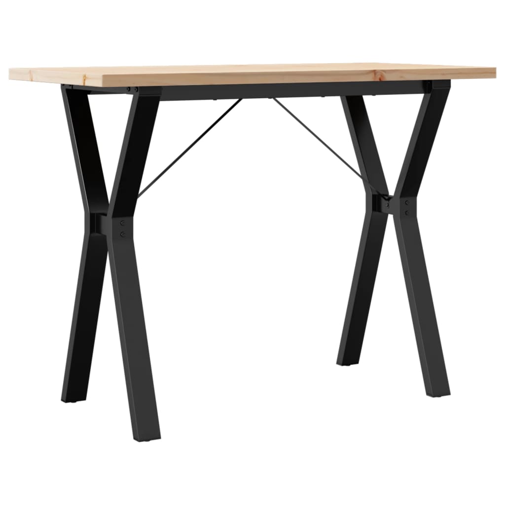 vidaXL Mesa de comedor marco Y madera maciza pino acero 100x50x75,5 cm