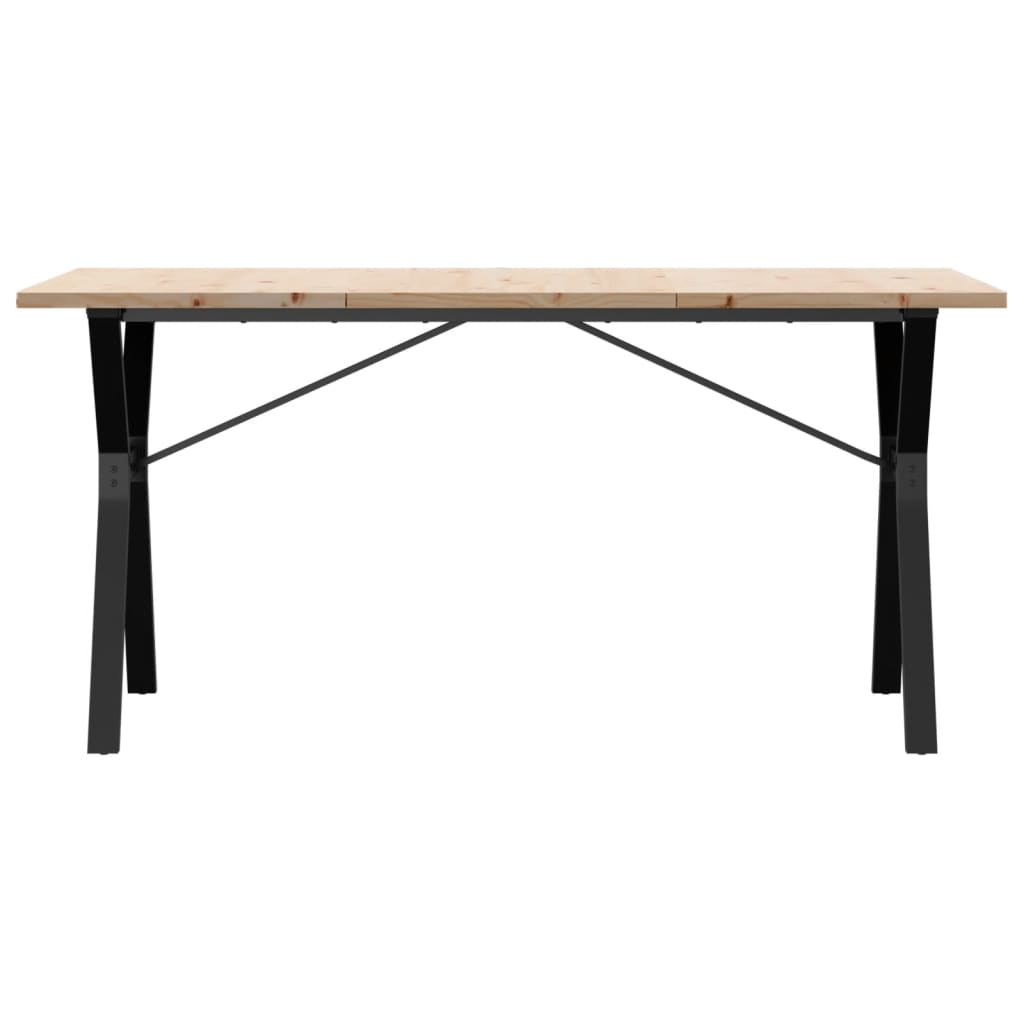 vidaXL Mesa de comedor marco Y madera maciza pino acero 160x80x75,5 cm