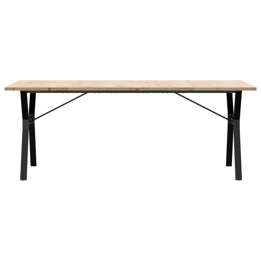 vidaXL Mesa de comedor marco Y madera maciza pino acero 200x100x75,5cm