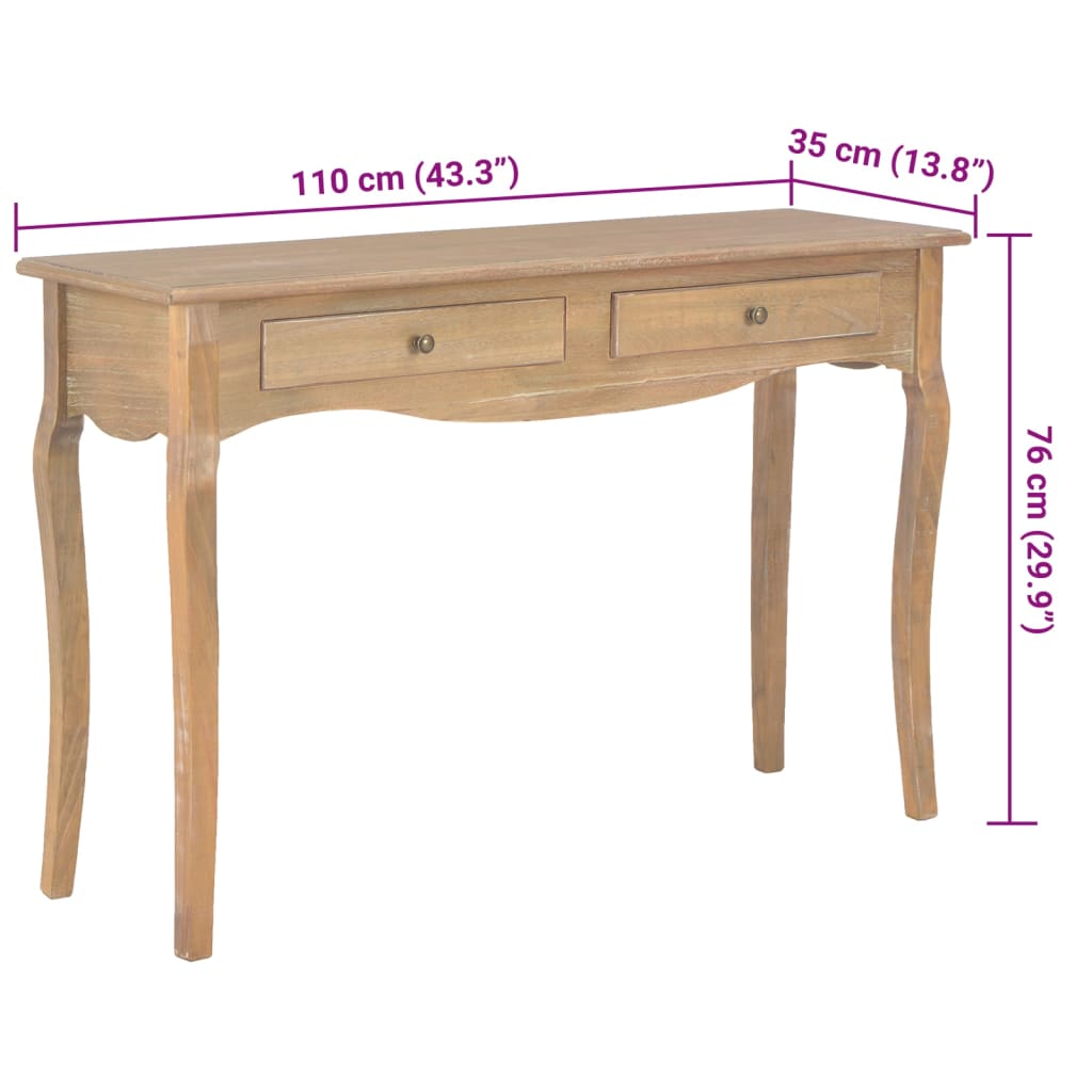 vidaXL Mesa consola con 2 cajones madera de ingeniería 110x35x76 cm