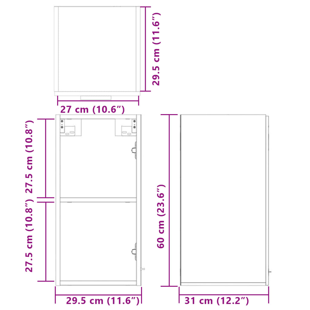 vidaXL Armario colgante cocina contrachapada color roble 29,5x31x60 cm