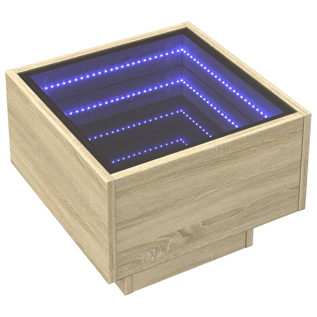 vidaXL Mesa auxiliar con LED madera ingeniería roble Sonoma 40x40x30cm