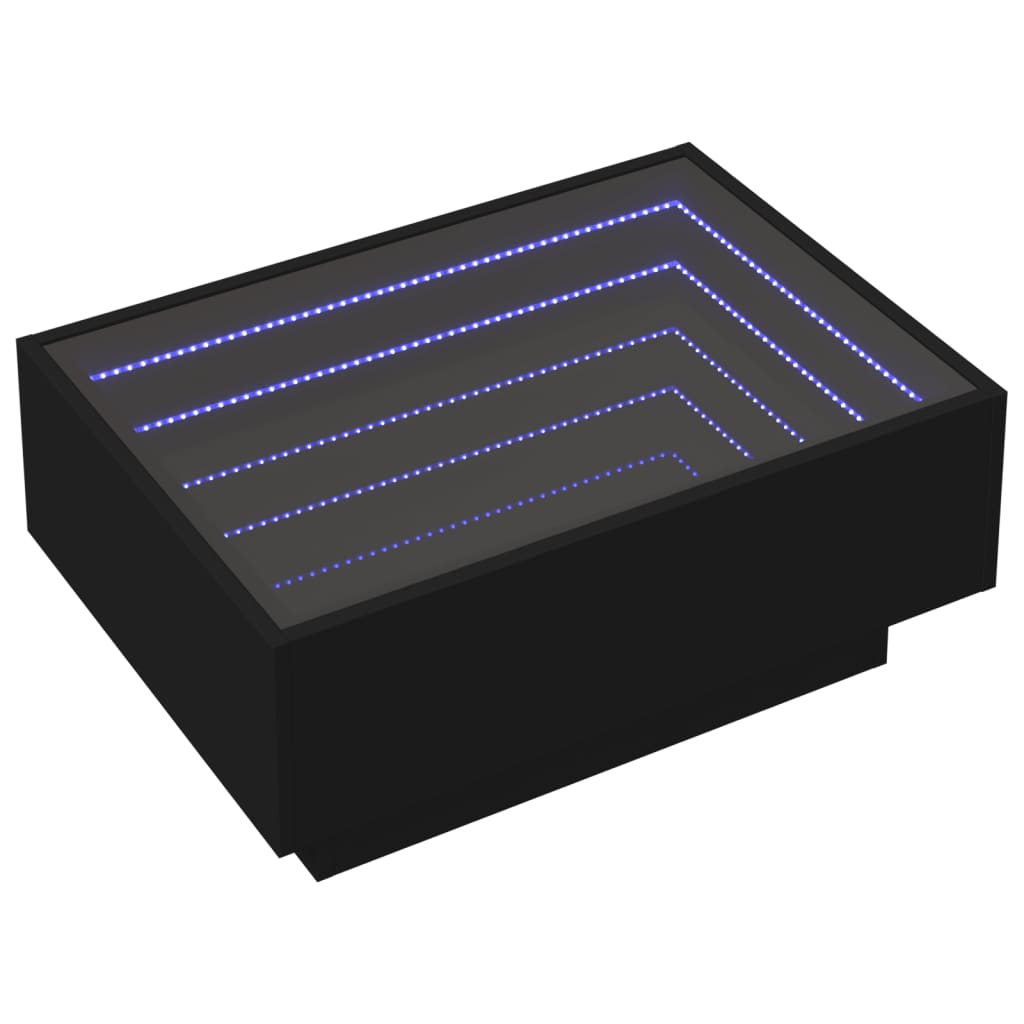 vidaXL Mesa de centro con LED madera de ingeniería negro 70x50x30 cm