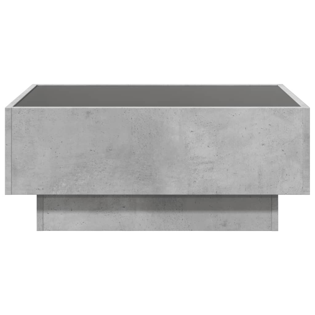 vidaXL Mesa de centro y LED madera ingeniería gris hormigón 70x50x30cm