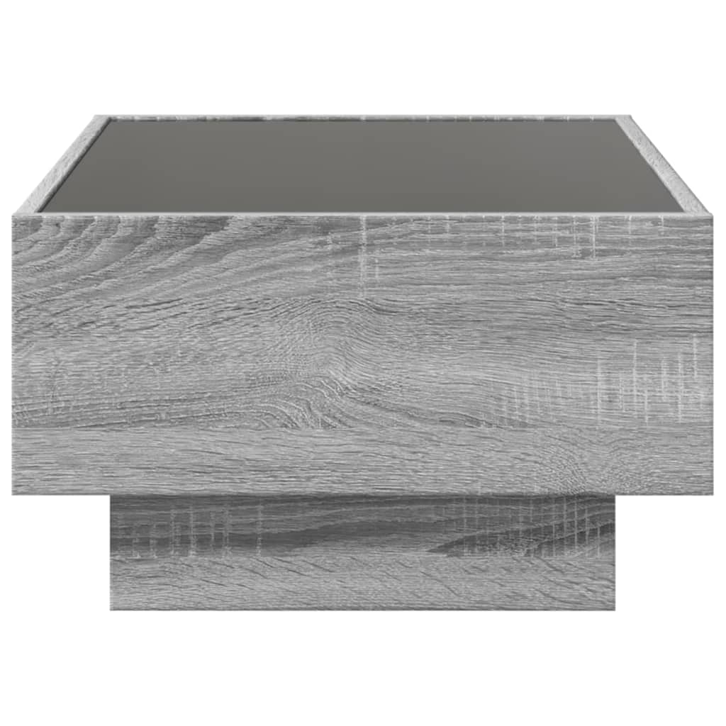 vidaXL Mesa de centro y LED madera ingeniería gris Sonoma 70x50x30 cm