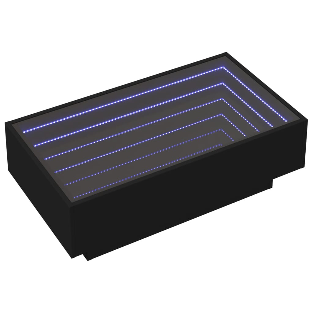 vidaXL Mesa de centro con LED madera de ingeniería negro 90x50x30 cm