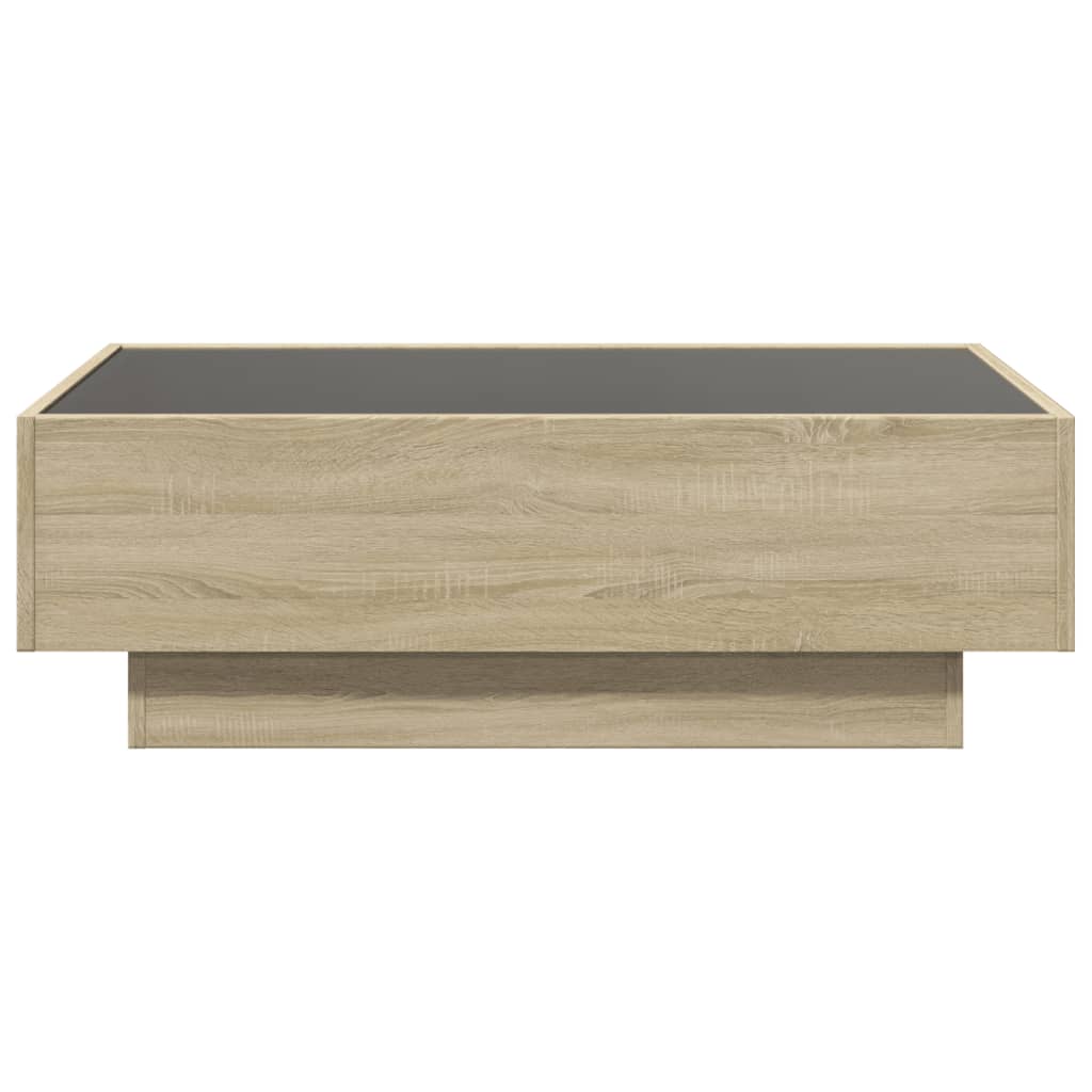 vidaXL Mesa de centro y LED madera ingeniería roble Sonoma 90x50x30 cm