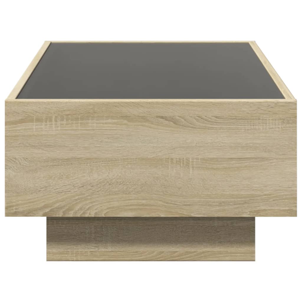 vidaXL Mesa de centro y LED madera ingeniería roble Sonoma 90x50x30 cm