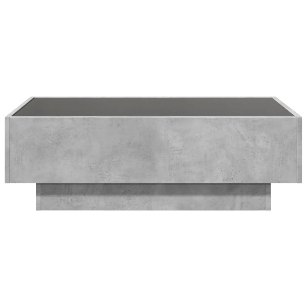 vidaXL Mesa de centro y LED madera ingeniería gris hormigón 90x50x30cm