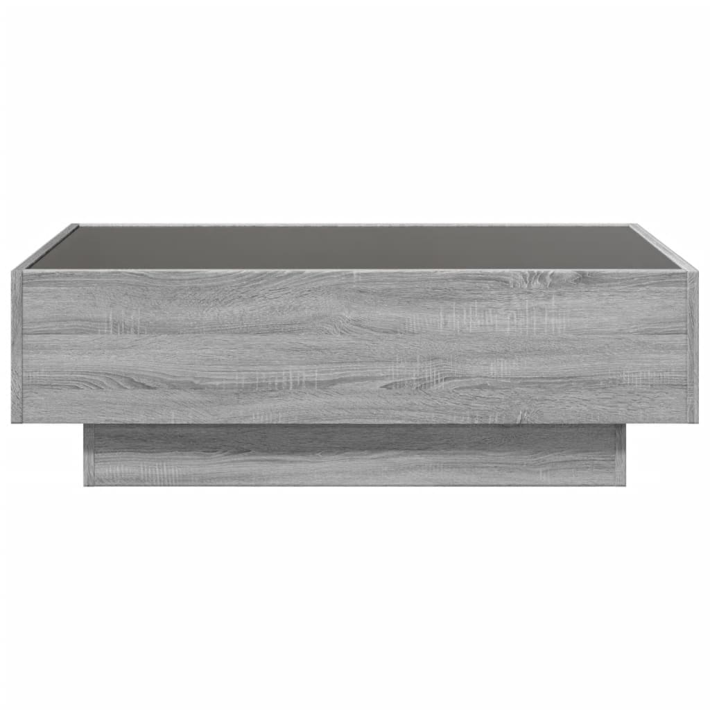 vidaXL Mesa de centro y LED madera ingeniería gris Sonoma 90x50x30 cm