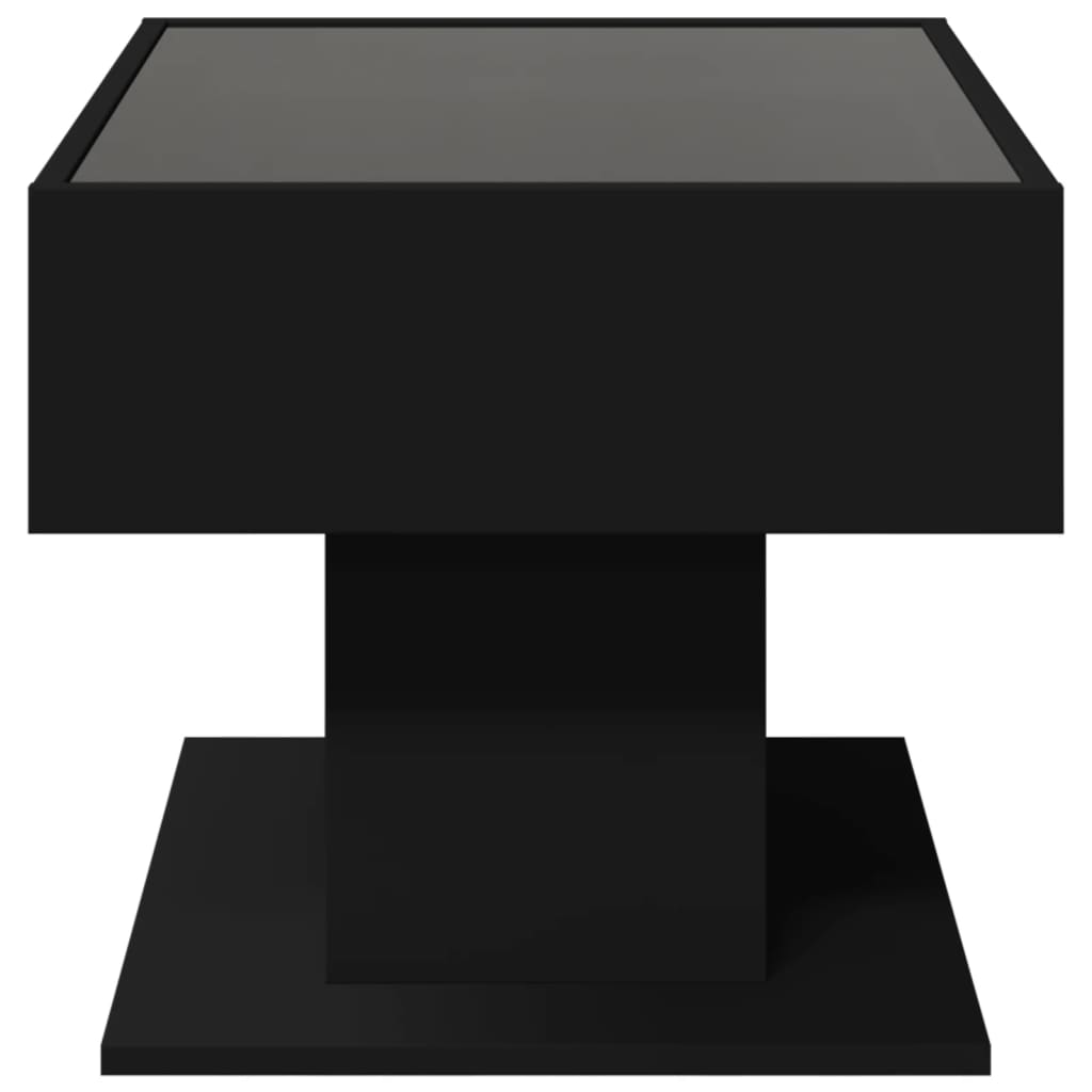 vidaXL Mesa de centro con LED madera de ingeniería negro 70x50x45 cm