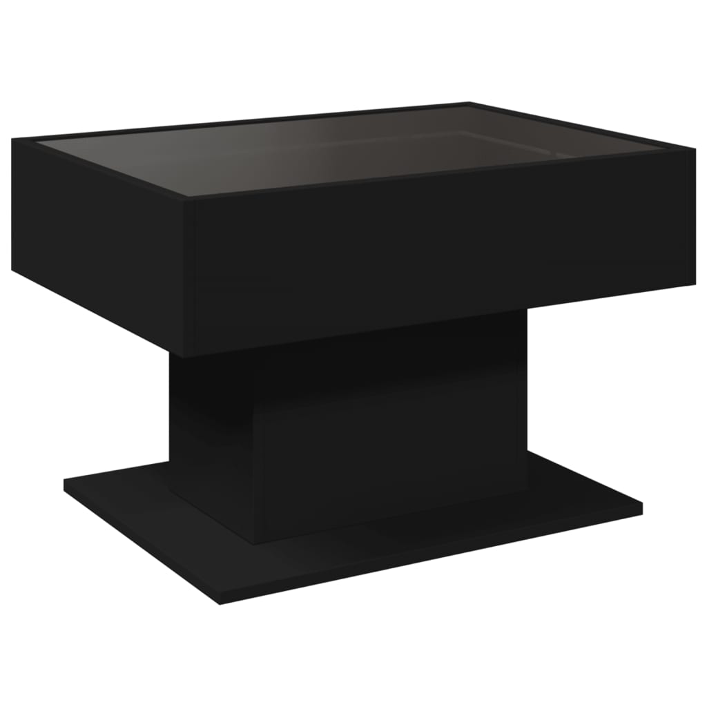 vidaXL Mesa de centro con LED madera de ingeniería negro 70x50x45 cm