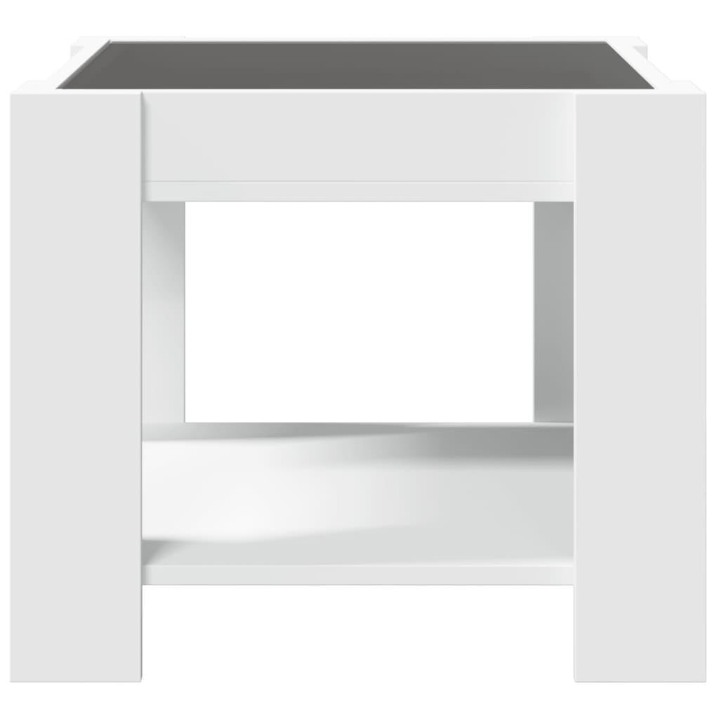 vidaXL Mesa de centro con LED madera de ingeniería blanca 53x53x45 cm