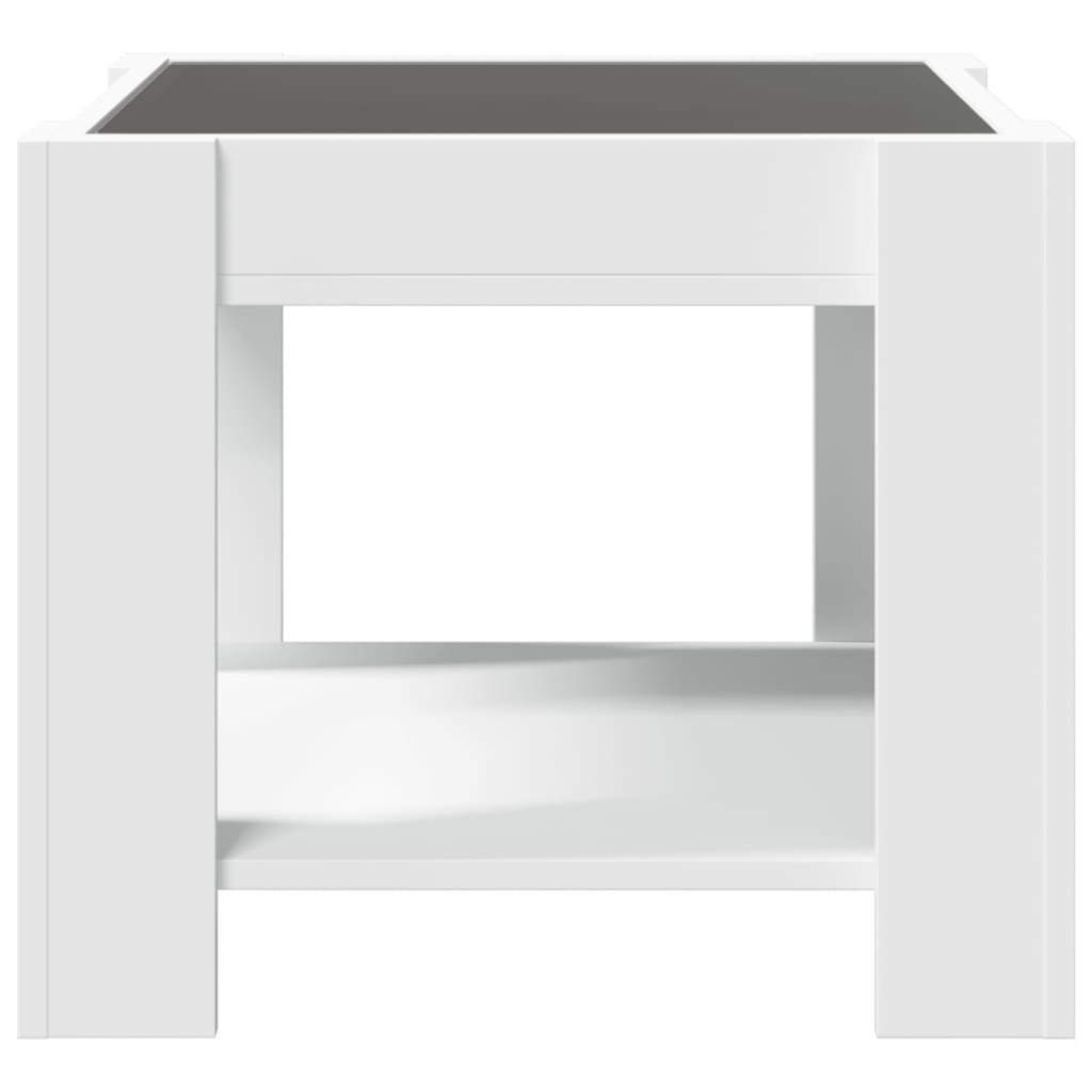 vidaXL Mesa de centro con LED madera de ingeniería blanca 53x53x45 cm